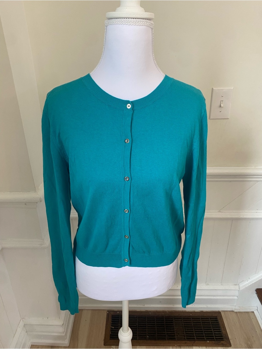 Massimo Dutti Teal Silk/Cotton Cardigan